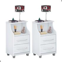 Conjunto 2 Criados Topázio Branco com 2 Gavetas Conjunto 2 Criados Topázio Branco com 2 Gavetas