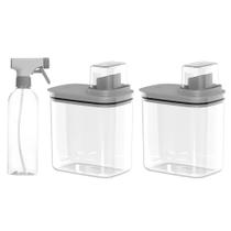 Conjunto 2 Dispenser 1,5L+ Borrifador Multiuso Organizador Lavanderia