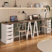 Conjunto 2 Escrivaninhas Modernas Spirit com Gavetas e Prateleiras 1720cm Nogal e Branco Artany Conjunto 2 Escrivaninhas Modernas Spirit com Gavetas e Prateleiras 1720cm Nogal e Branco Artany