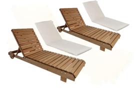 Conjunto 2 Espreguiçadeira de Madeira com Colchonetes