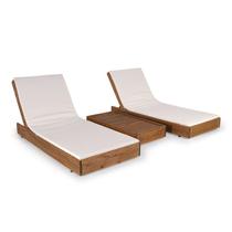 Conjunto 2 Espreguiçadeiras 2 Almofadas 1 Mesa Lateral Versatti Rustic Yescasa