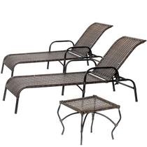 Conjunto 2 Espreguiçadeiras Esteira Catar 7 Regulagens com Mesa de Centro Conjunto 2 Espreguiçadeiras Esteira Catar 7 Regulagens com Mesa de Centro