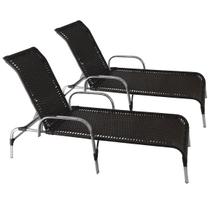 Conjunto 2 Espreguiçadeiras Esteira Havaí em Alumínio para Área de Piscina Banho de Sol - Tabaco Conjunto 2 Espreguiçadeiras Esteira Havaí em Alumínio para Área de Piscina Banho de Sol - Tabaco