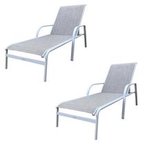 Conjunto 2 Espreguiçadeiras Reclináveis em Alumínio e Tela Sling Cannes