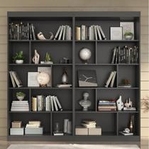 Conjunto 2 Estante Home Office Atenas com Nicho Espresso Móveis Grafite