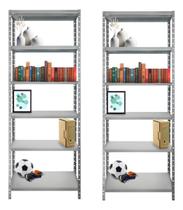 Conjunto 2 Estantes Prateleiras Modular de Aço Multiuso Armário Livreiro Com 6 Bandejas até 30kg por bandejas Conjunto 2 Estantes Prateleiras Modular de Aço Multiuso Armário Livreiro Com 6 Bandejas até 30kg por bandejas