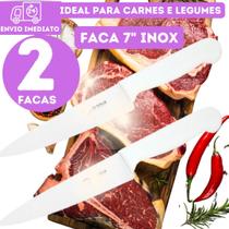 Conjunto 2 Facas Peixeira 29,5 cm Corte Carne Verdura Legumes 7" Em Aço Inox Cabo Branco Plástico U/ UNICA