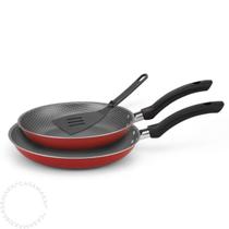 Conjunto 2 Frigideiras 18/22 Vermelho ou cinza Alegrete C Espátula