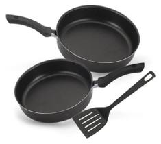 Conjunto 2 Frigideiras Alta 18 E 20 Antiaderente C/ Espátula Conjunto 2 Frigideiras Alta 18 E 20 Antiaderente C/ Espátula
