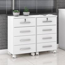 Conjunto 2 Gaveteiros para Escritório 4 Gavetas com Rodízios e Chave Gávea