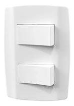 Conjunto 2 interruptor ilumi slim branco com placa 2 simples horizontal