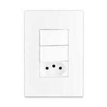 Conjunto 2 Interruptor Simples com Tomada 10A com Placa e Suporte