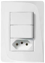 Conjunto 2 interruptor simples + tomada 10a 250v pezzi tendenza 50000