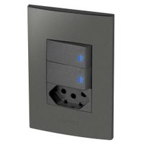 Conjunto 2 Interruptores Led + 1 Tomada 10A - Inova Grafite