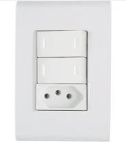 Conjunto 2 Interruptores Paralelos 1 Tomada C/ Placa Mod. Aria 2P T 250V Cor: Branco 4 X 2 -TRAMONTINA