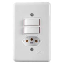 Conjunto 2 Interruptores Paralelos 6a + Tomada 10a 4x2 - Ilumi Conjunto 2 Interruptores Paralelos 6a + Tomada 10a 4x2 - Ilumi