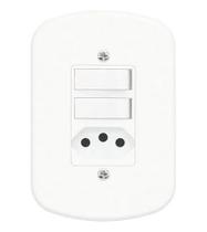 Conjunto 2 interruptores simples 1 tomada 10a fame blanc Conjunto 2 interruptores simples 1 tomada 10a fame blanc