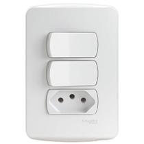 Conjunto 2 Interruptores Simples + 1 Tomada 2 Pinos + Terra 10 Amperes 250 Volts S3b69050 Schnei
