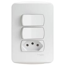 Conjunto 2 Interruptores Simples + 1 Tomada 2 Pinos + Terra 10 Amperes 250 Volts - S3B69050 - SCHNEIDER