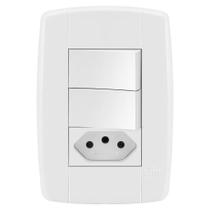 Conjunto 2 Interruptores Simples + 1 Tomada 20A - Ilumi Lev Conjunto 2 Interruptores Simples + 1 Tomada 20A - Ilumi Lev