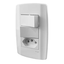 Conjunto 2 Interruptores Simples 10A + 1 Tomada 20A 250V - Linha Slim Ilumi - 80211