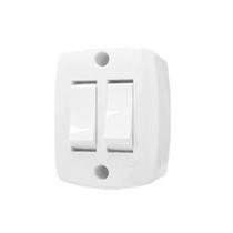Conjunto 2 Interruptores Simples de Sobrepor Retangular Branco 6A 250V Ilumi