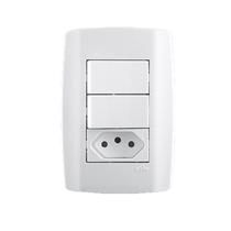 Conjunto 2 Interruptores Simples + Tomada 10A