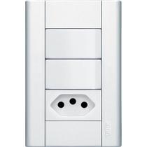 Conjunto 2 Interruptores Simples + Tomada 2P+T 10A 250 Volts Modulare - 1441 - FAME