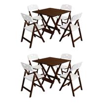 Conjunto 2 Jogos Mesa Dobrável Elegance 70x70 8 Ripas Madeira 4 Cadeiras Imbuia Polipropileno - Bran Conjunto 2 Jogos Mesa Dobrável Elegance 70x70 8 Ripas Madeira 4 Cadeiras Imbuia Polipropileno - Bran
