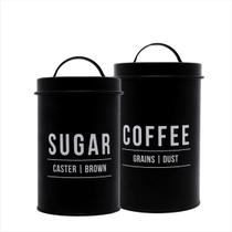 Conjunto 2 Latas Para Mantimentos Em Aço Café e Açucar
