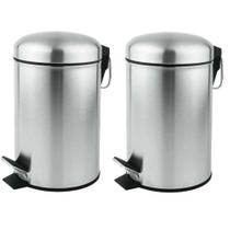 Conjunto 2 Lixeiras 5l Com Cesto Removível Pedal Aço Inox (Outlet)