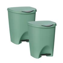 Conjunto 2 Lixeiras de chão com Pedal 7,5L para Banheiro Cozinha Casa Plástico Cores Azul Branco Marrom Preto Verde Vermelho Rosa Usual Utilidade