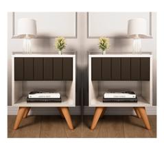 Conjunto 2 Mesa Cabeceira Glamur Pérola Decor Pé Madeira Conjunto 2 Mesa Cabeceira Glamur Pérola Decor Pé Madeira