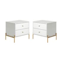 Conjunto 2 Mesa de Cabeceira 2 Gavetas Jasper Branco Gloss Conjunto 2 Mesa de Cabeceira 2 Gavetas Jasper Branco Gloss