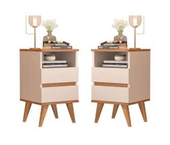 Conjunto 2 Mesa de cabeceira 2 Gavetas Pés Palito - Pop - CM