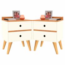 Conjunto 2 Mesa de cabeceira criado Madero pés palito 2 gavetas Conjunto 2 Mesa de cabeceira criado Madero pés palito 2 gavetas