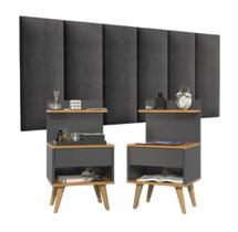 Conjunto 2 Mesa de Cabeceira Criado Sleep Quarto Casal e Cabeceira 1,40 cm