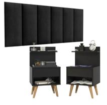 Conjunto 2 Mesa de Cabeceira Criado Sleep Quarto Casal e Cabeceira 1,40 cm