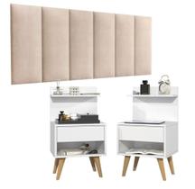 Conjunto 2 Mesa de Cabeceira Criado Sleep Quarto Casal e Cabeceira 1,40 cm