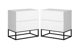 conjunto 2 mesa de cabeceira Eros 45CM 2 gavetas base de ferro preta - Casa Detalhe