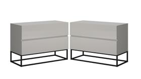 Conjunto 2 Mesa de Cabeceira Eros 60 Estilo Industrial Base Preta