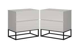 Conjunto 2 Mesa de Cabeceira Estilo Industrial 2 Gavetas Eros 45 Base Preta