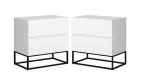 Conjunto 2 Mesa de Cabeceira Estilo Industrial 2 Gavetas Eros 45 Base Preta