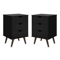 Conjunto 2 Mesa de Cabeceira Grácia Plus 3 Gavetas Pés Palito