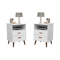 Conjunto 2 Mesa de Cabeceira Itália Branco