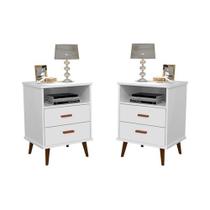 Conjunto 2 Mesa de Cabeceira retro 2 Gavetas Pés Retro - ITÁLIA - CM Conjunto 2 Mesa de Cabeceira retro 2 Gavetas Pés Retro - ITÁLIA - CM