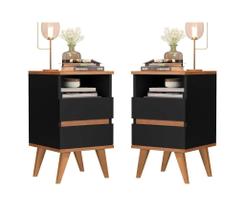 Conjunto 2 mesa de cabeceira retro pés palitos - POP- CM Conjunto 2 mesa de cabeceira retro pés palitos - POP- CM