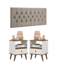 Conjunto 2 Mesa de cabeceira - Ted - Com Cabeceira Captonê Areia Conjunto 2 Mesa de cabeceira - Ted - Com Cabeceira Captonê Areia