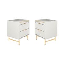Conjunto 2 Mesa De Cabeceira Yves 2 Gavetas Off White Conjunto 2 Mesa De Cabeceira Yves 2 Gavetas Off White