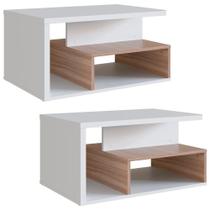 Conjunto 2 Mesa de Centro B92 Retangular MDP 67,5cm Branco Montana Nova Mobile Conjunto 2 Mesa de Centro B92 Retangular MDP 67,5cm Branco Montana Nova Mobile